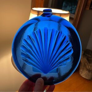 Cobalt Blue Glass scallop Shell suncatcher 6”